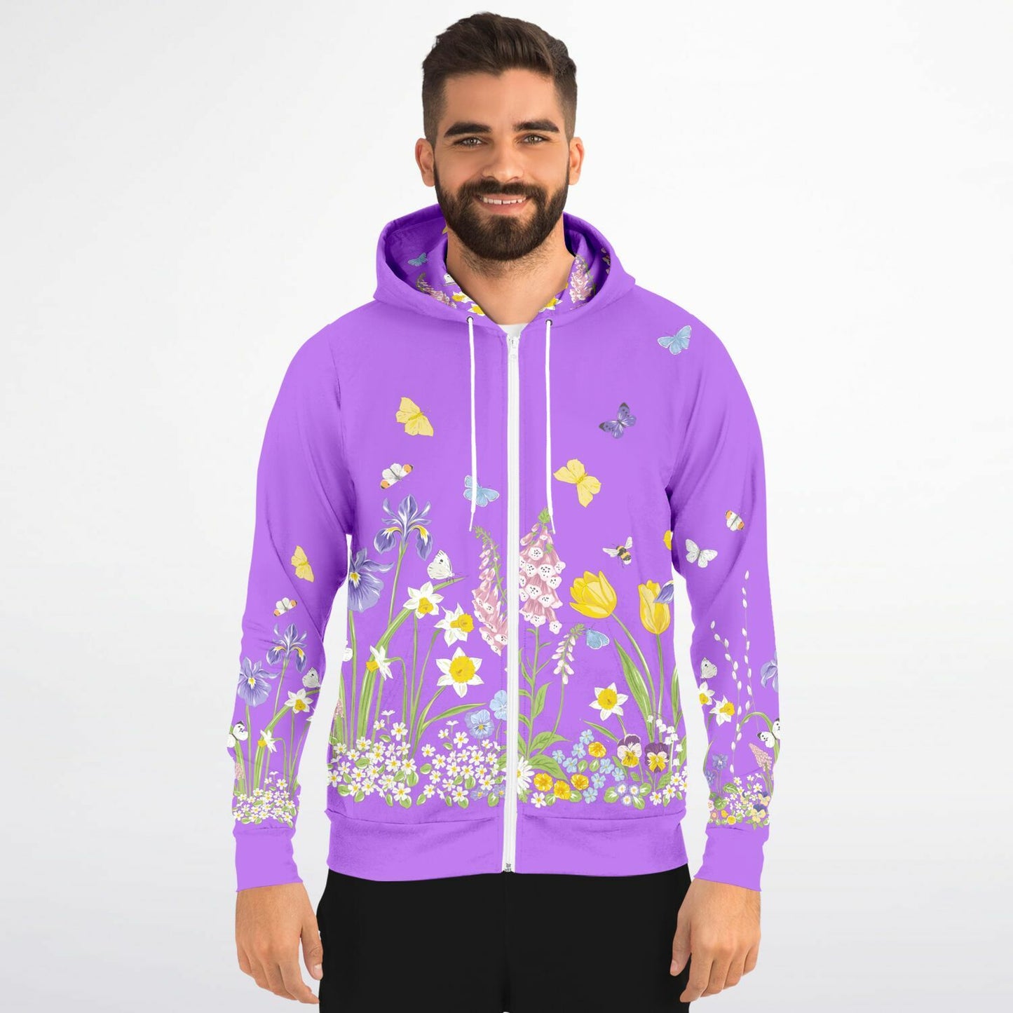 Purple Spring Flowers Women's Zip Hoodie