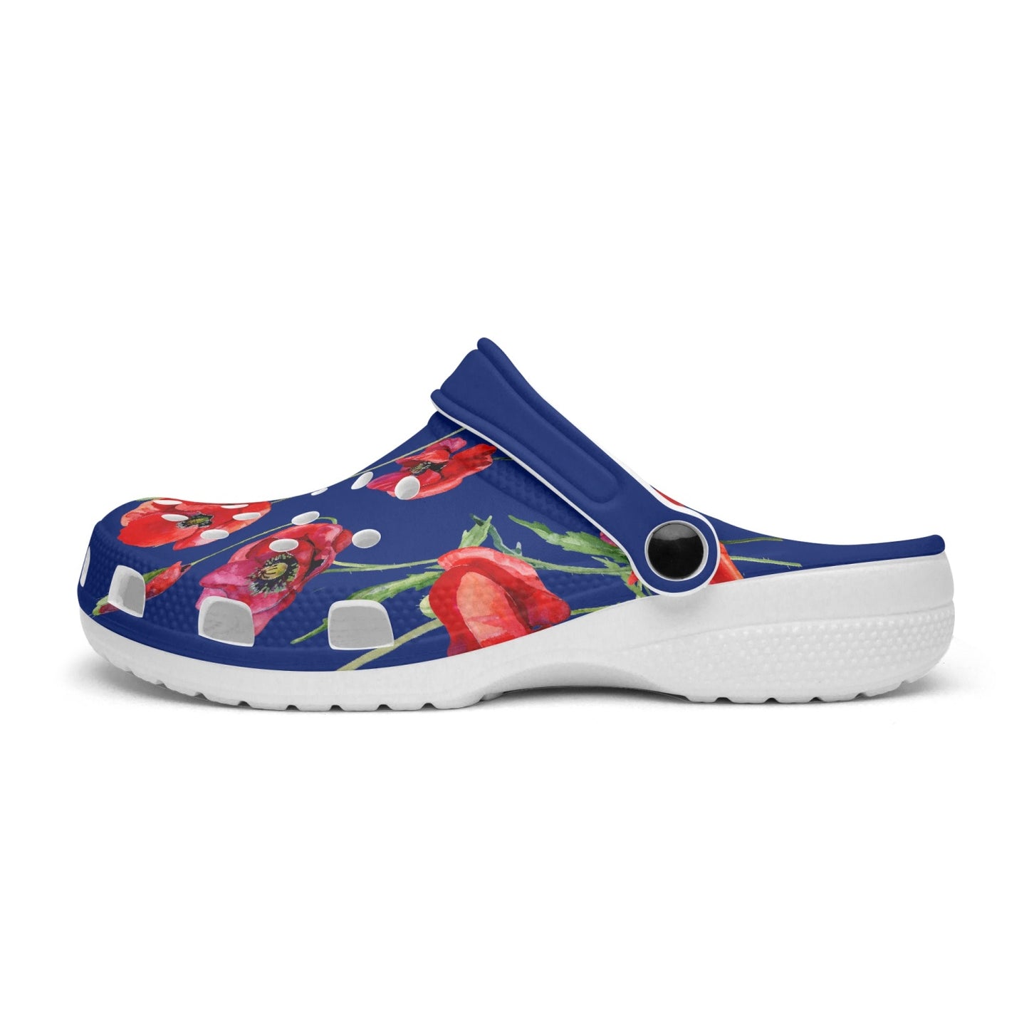 Red Poppies Clogs - dark blue