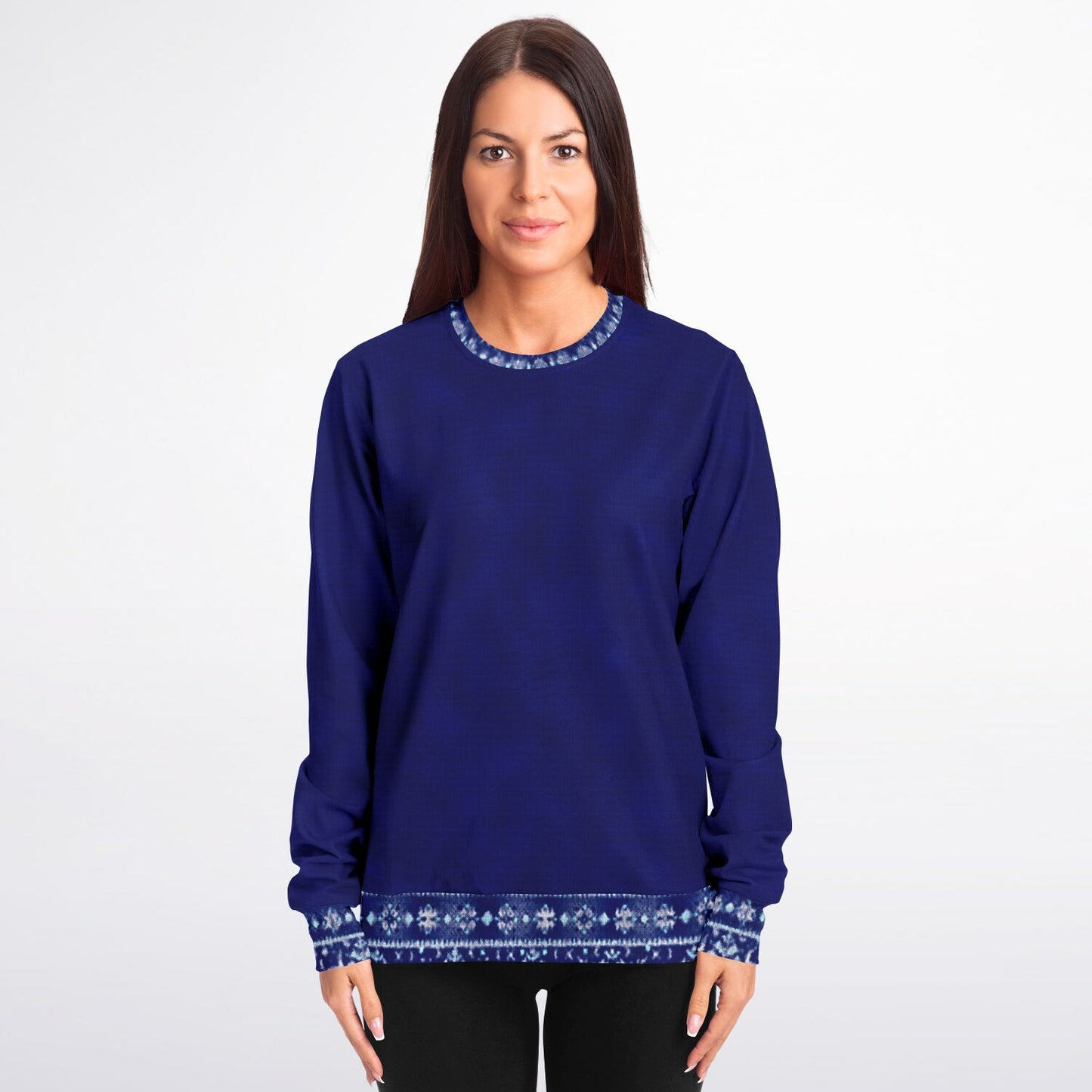 Blue Unisex Sweater with Ukrainian traditional border