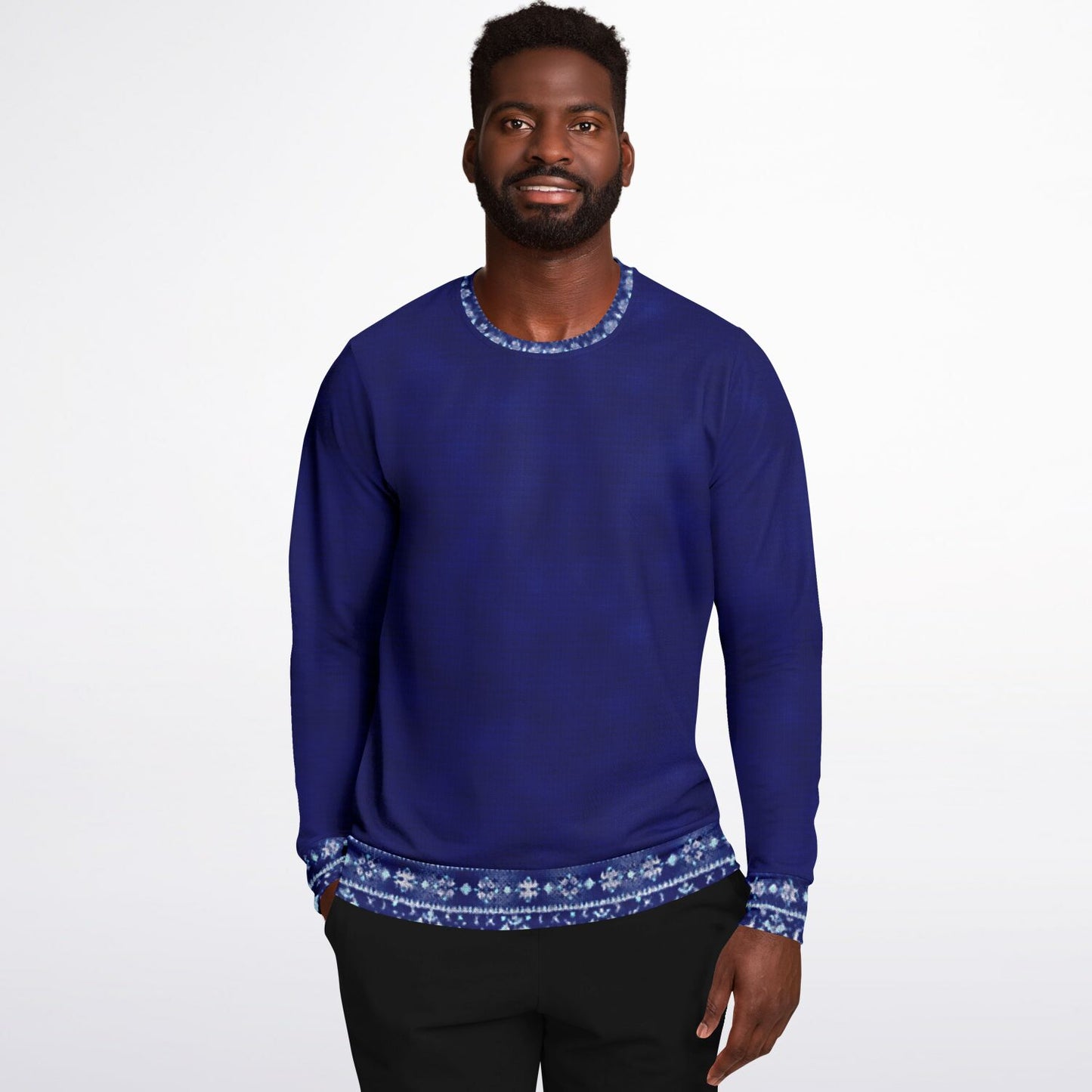 Blue Unisex Sweater with Ukrainian traditional border