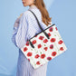 Red Poppies Large Leather Tote Bag