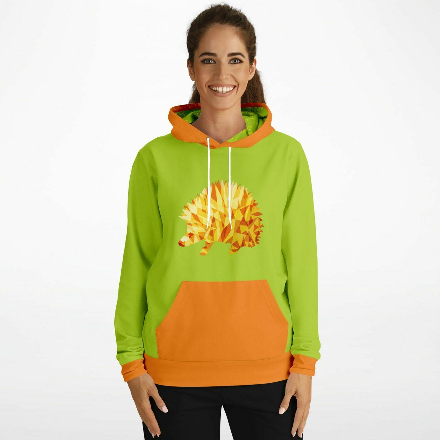 Orange Hedgehog Unisex Hoodie - bright green