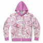 Pink Fall Leaves Unisex Zip Hoodie