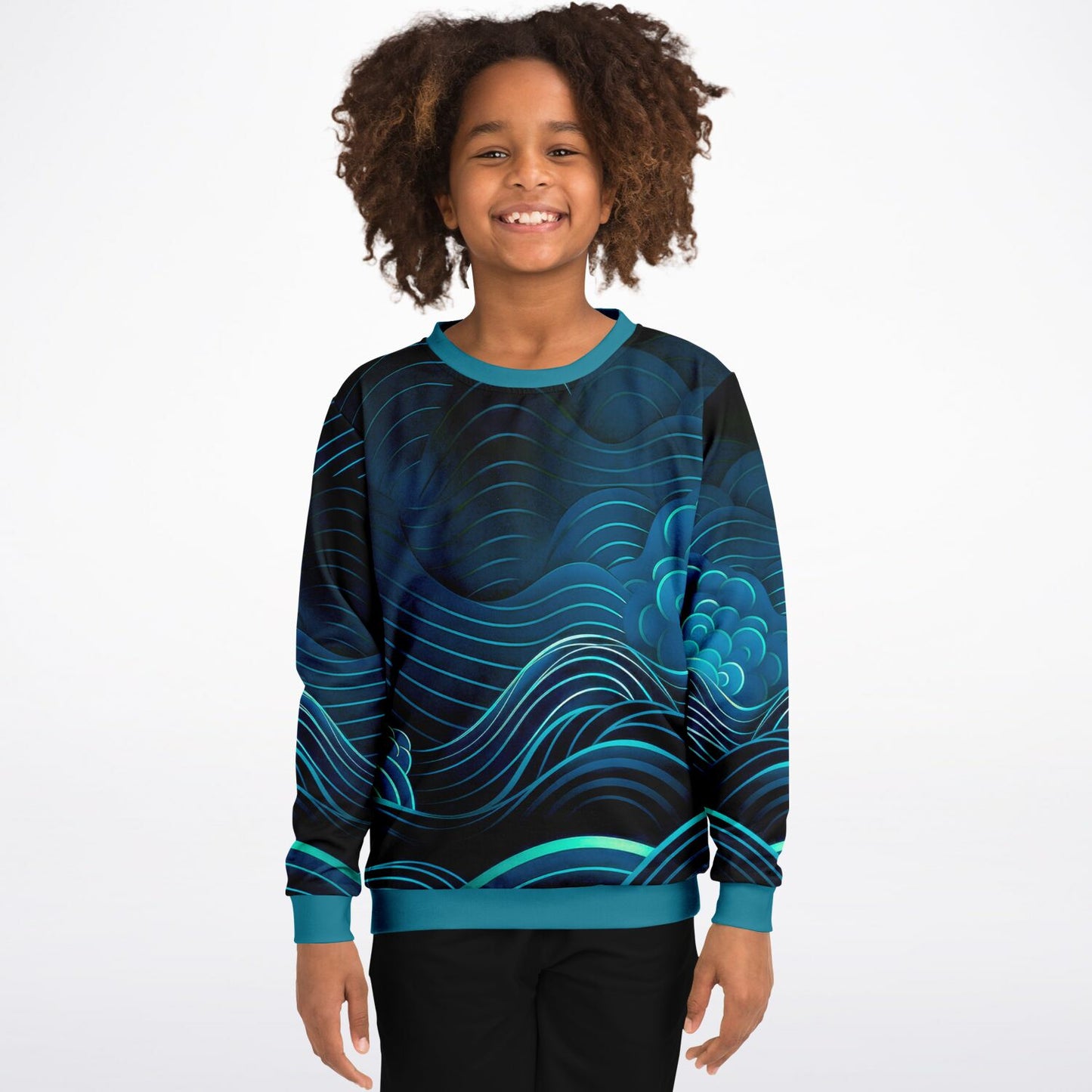 Waves Kids Sweatshirt - blue-green