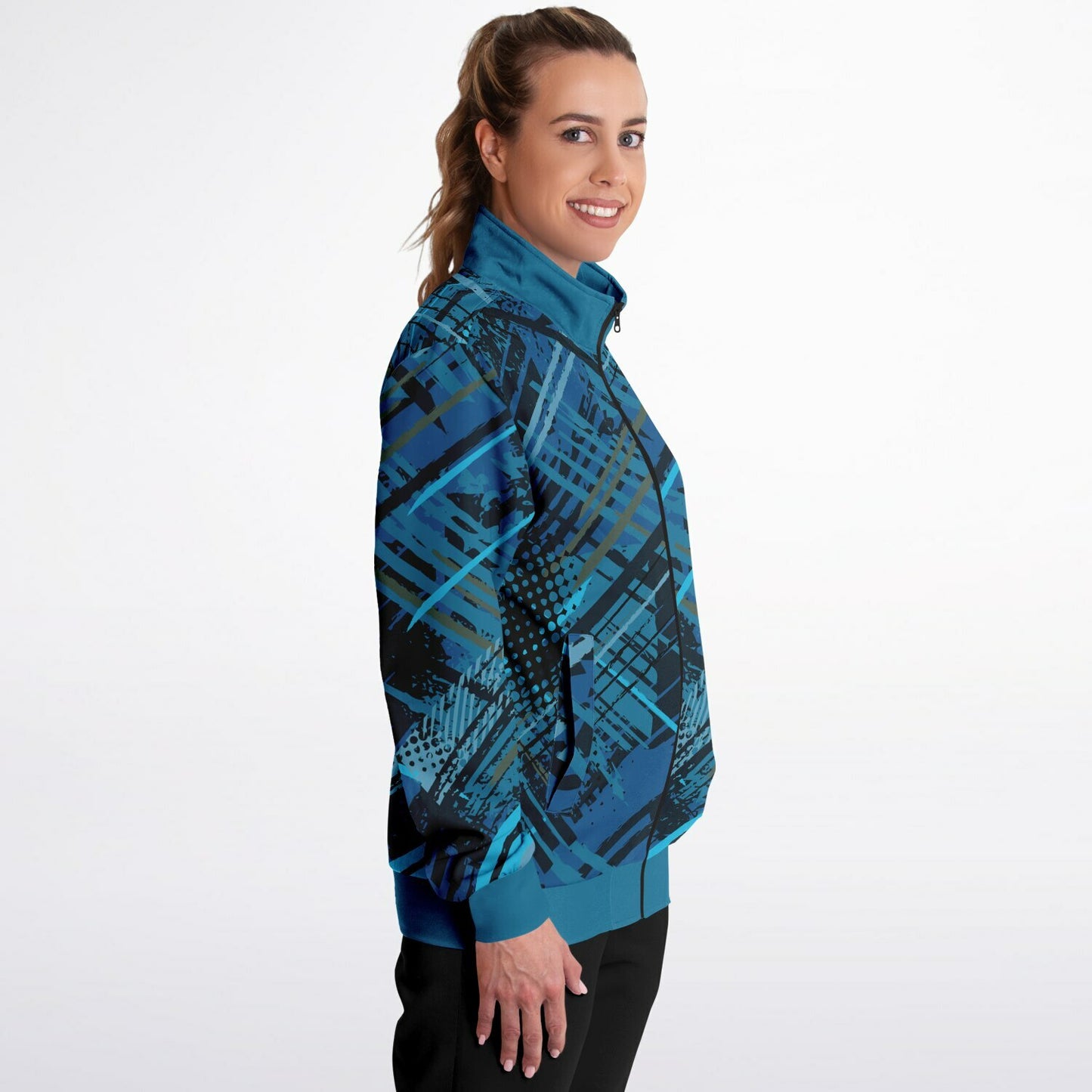 Geometric Blue Unisex Track Jacket