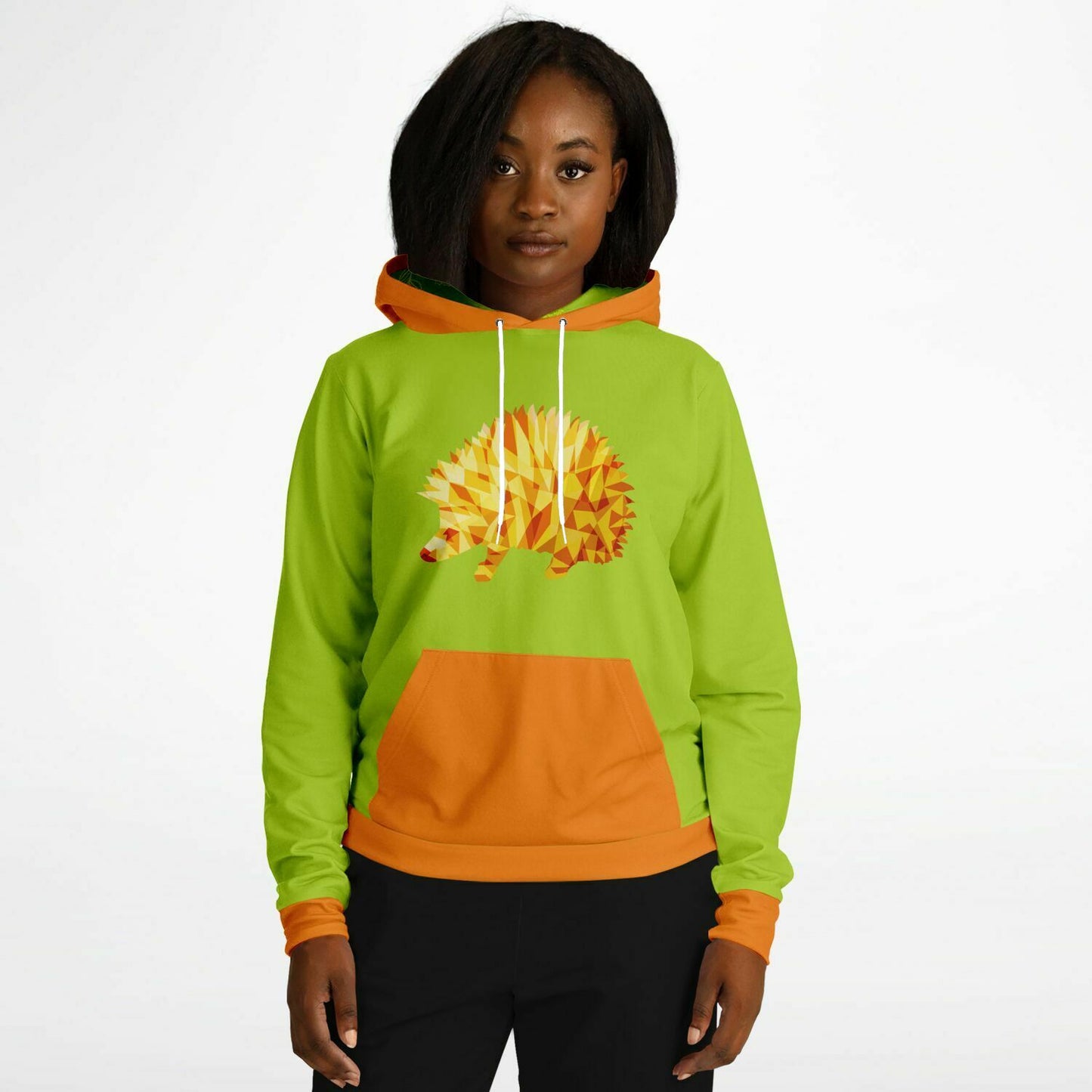 Orange Hedgehog Unisex Hoodie - bright green