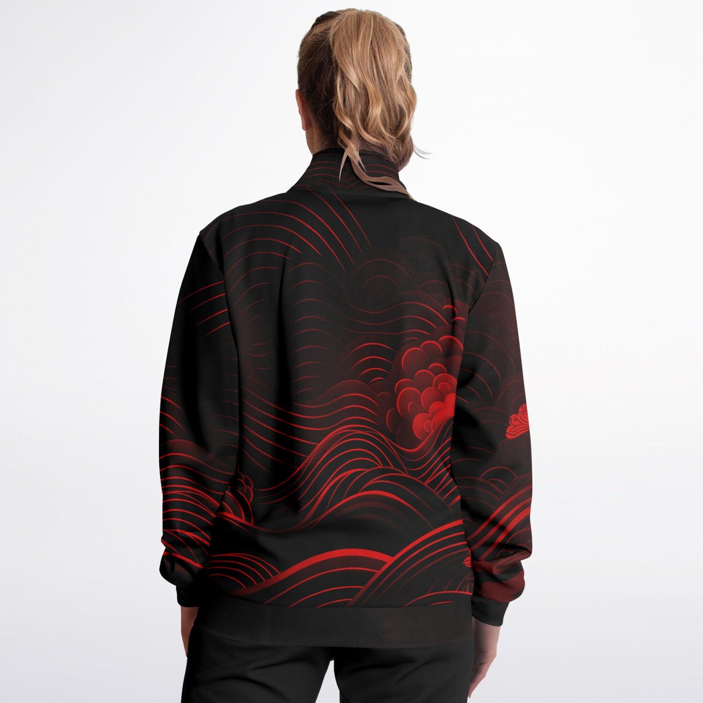 Waves & Flowers Red 1 Unisex Track Jacket