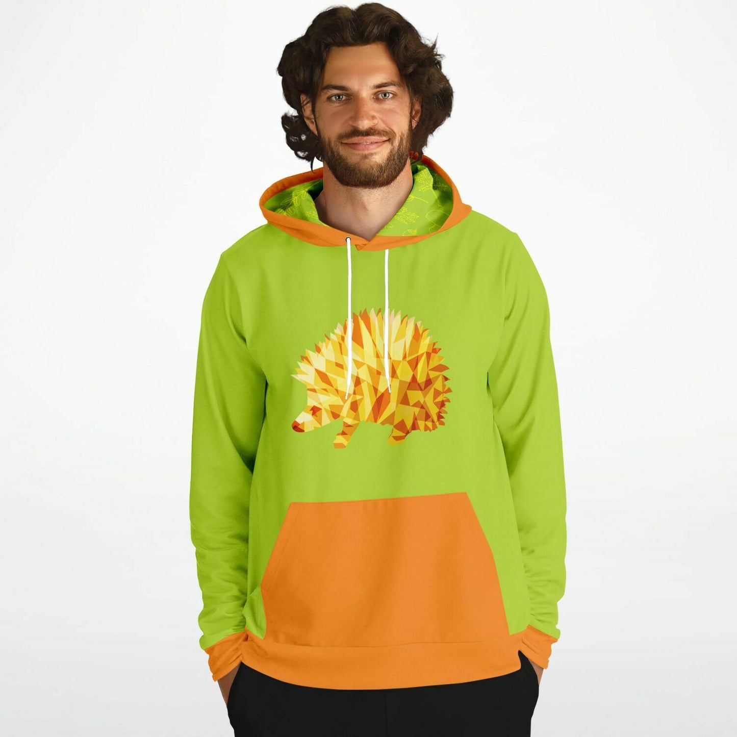 Orange Hedgehog Unisex Hoodie - bright green