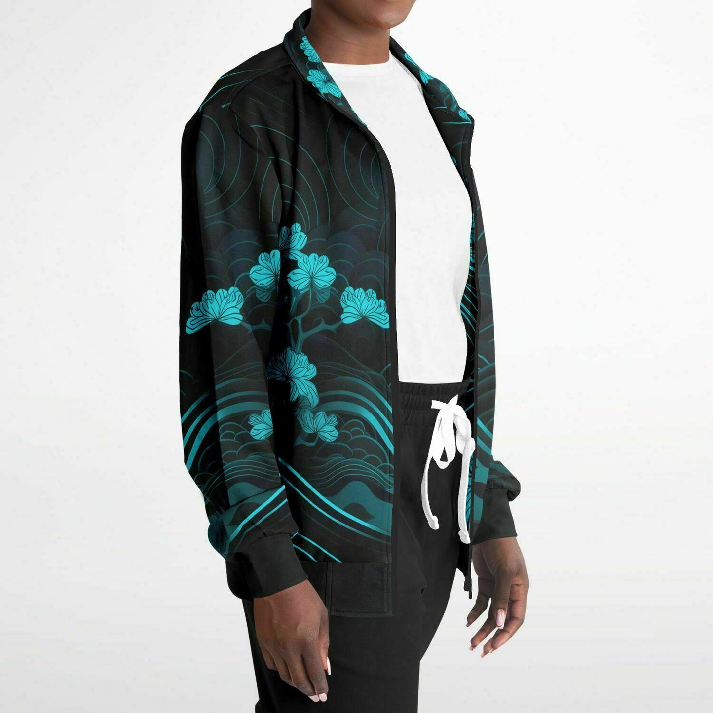 Waves & Flowers Blue 1 Unisex Track Jacket