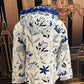 Winter Flowers Dark Blue on White Women's Puffer Jacket