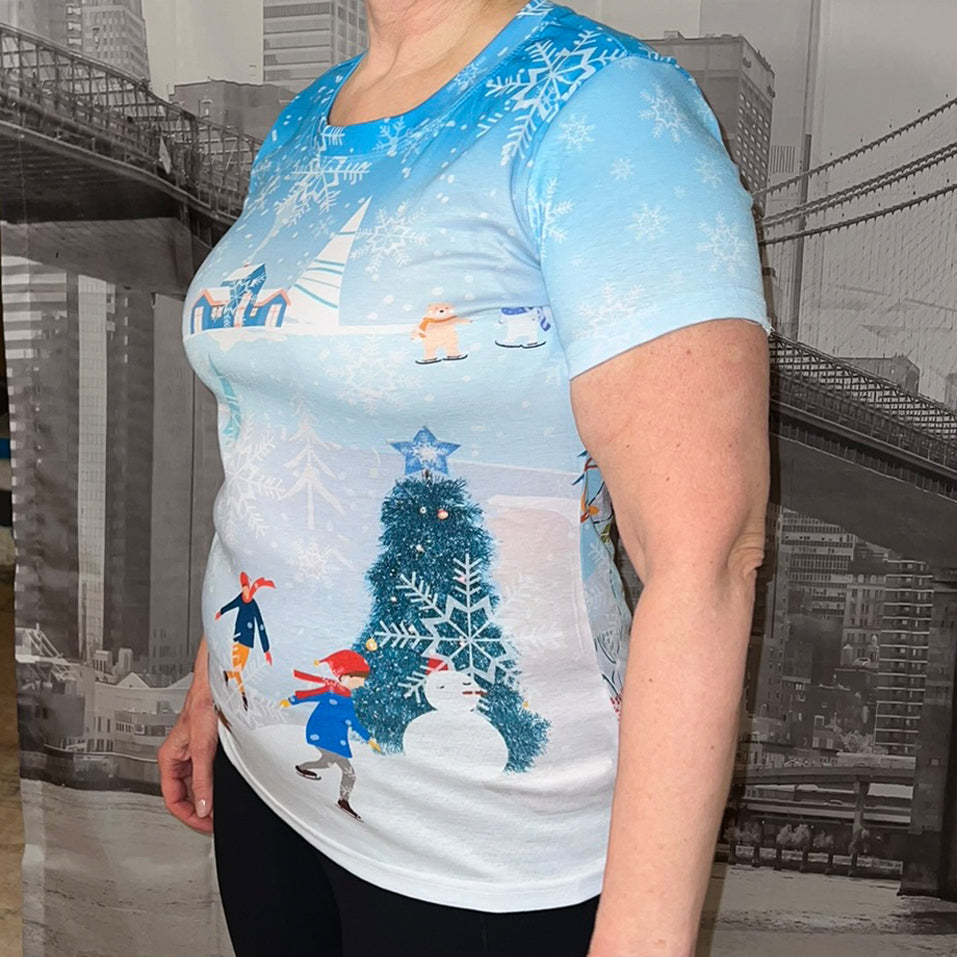 Winter City Blue Women's Cotton T-Shirt