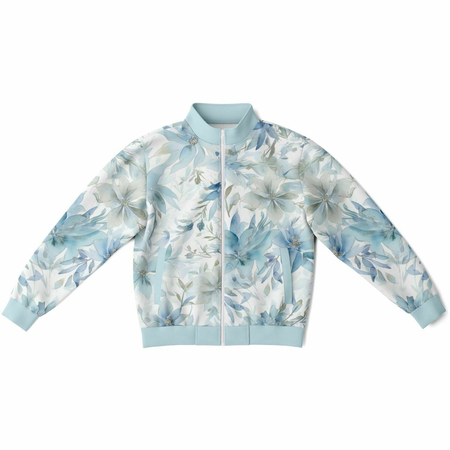 Watercolor Flowers Unisex Track Jacket - light blue