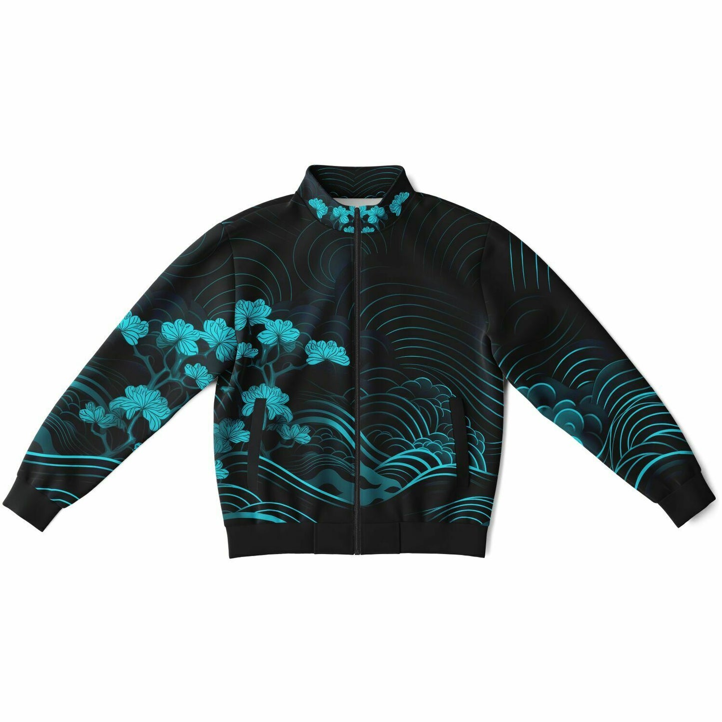 Waves & Flowers Blue 1 Unisex Track Jacket