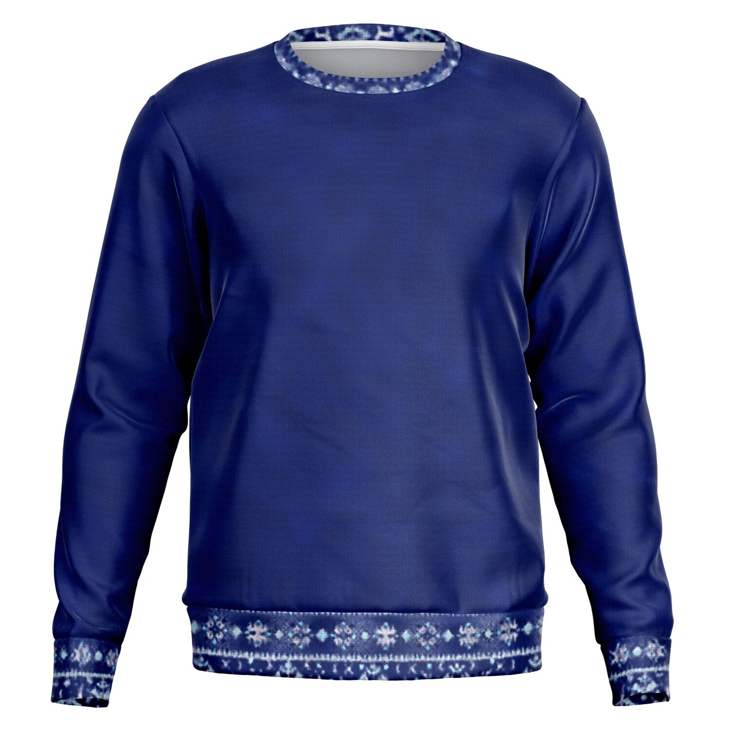 Blue Unisex Sweater with Ukrainian traditional border