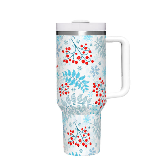 Winter Berries 20oz Tumbler with Handle Stainless Steel