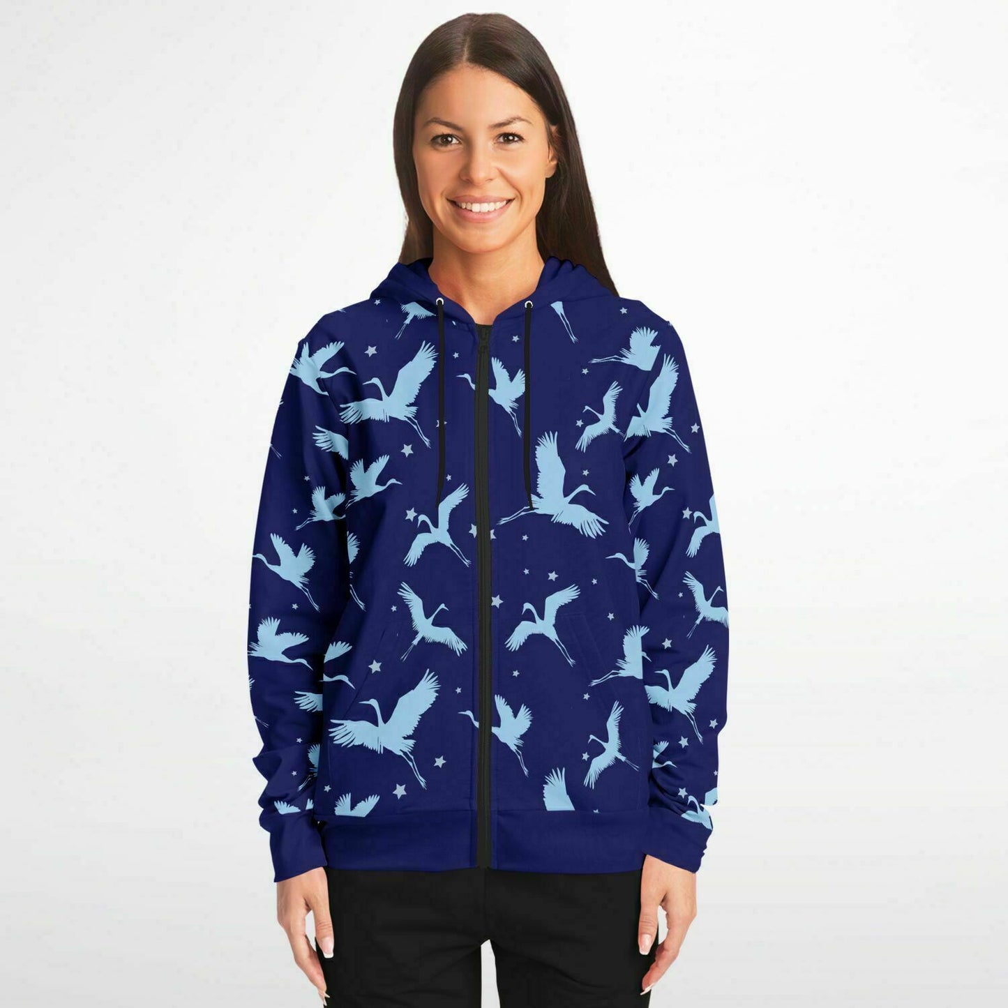 Blue Crane Zip Hoodie Unisex