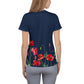Red Poppies 2 Women's Athletic T-shirt - dark blue