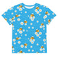 Bees & Flowers Youth crew neck t-shirt Bright Blue