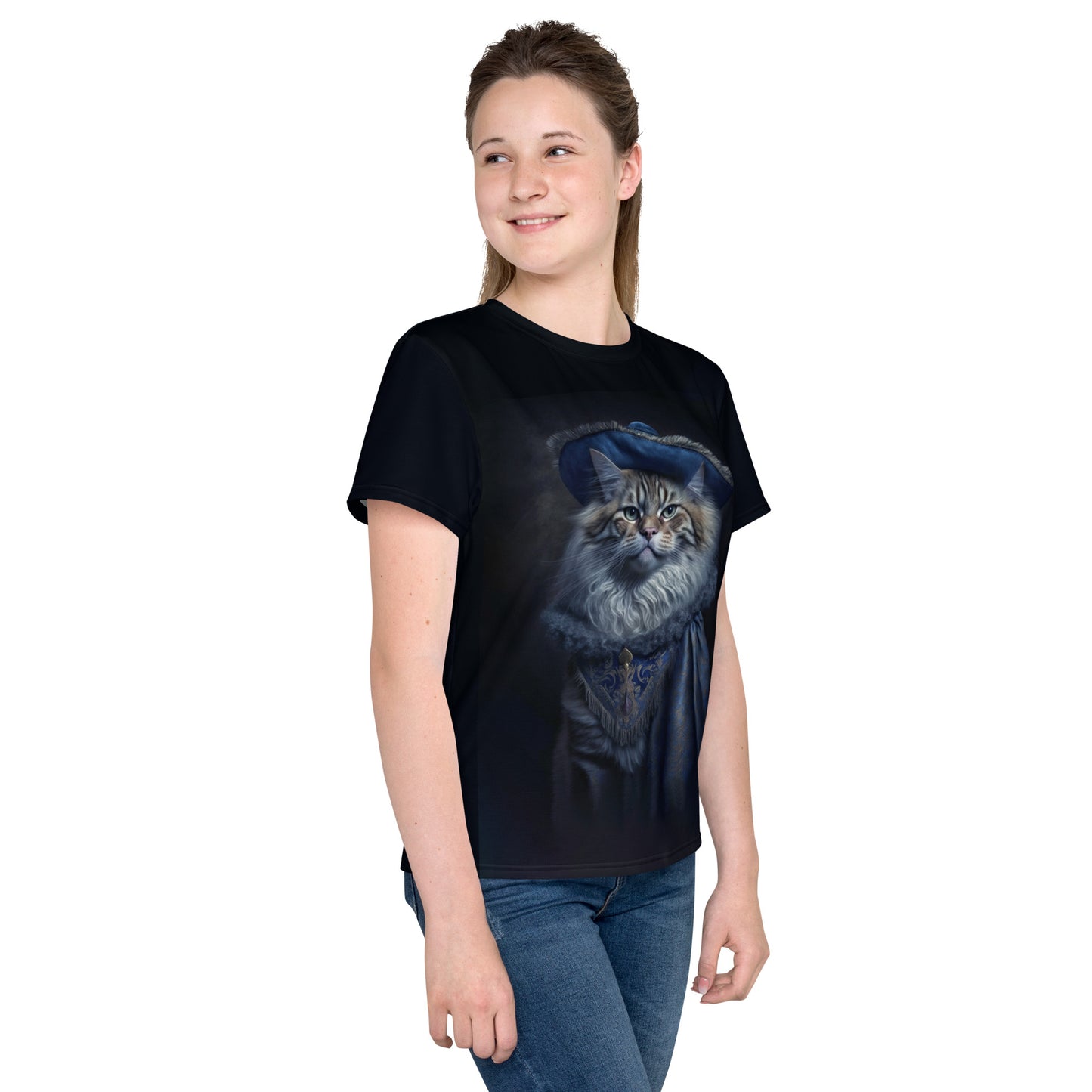 Musketeer Cat (De Treville) Youth Crew Neck Poly T-shirt