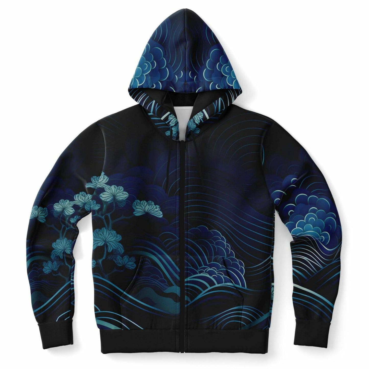 Waves&Flowers Fashion Zip Hoodie