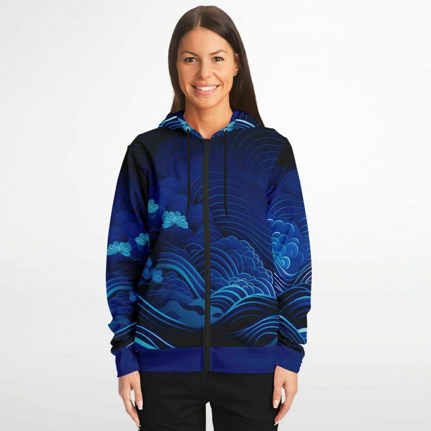 Waves & Flowers 3 Zip Hoodie