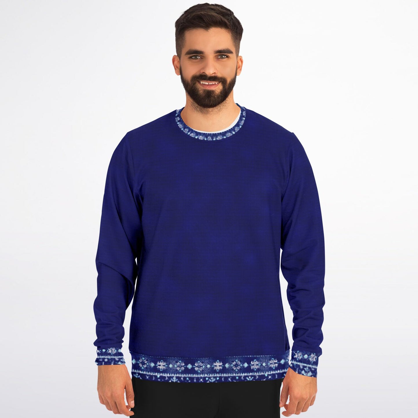 Blue Unisex Sweater with Ukrainian traditional border