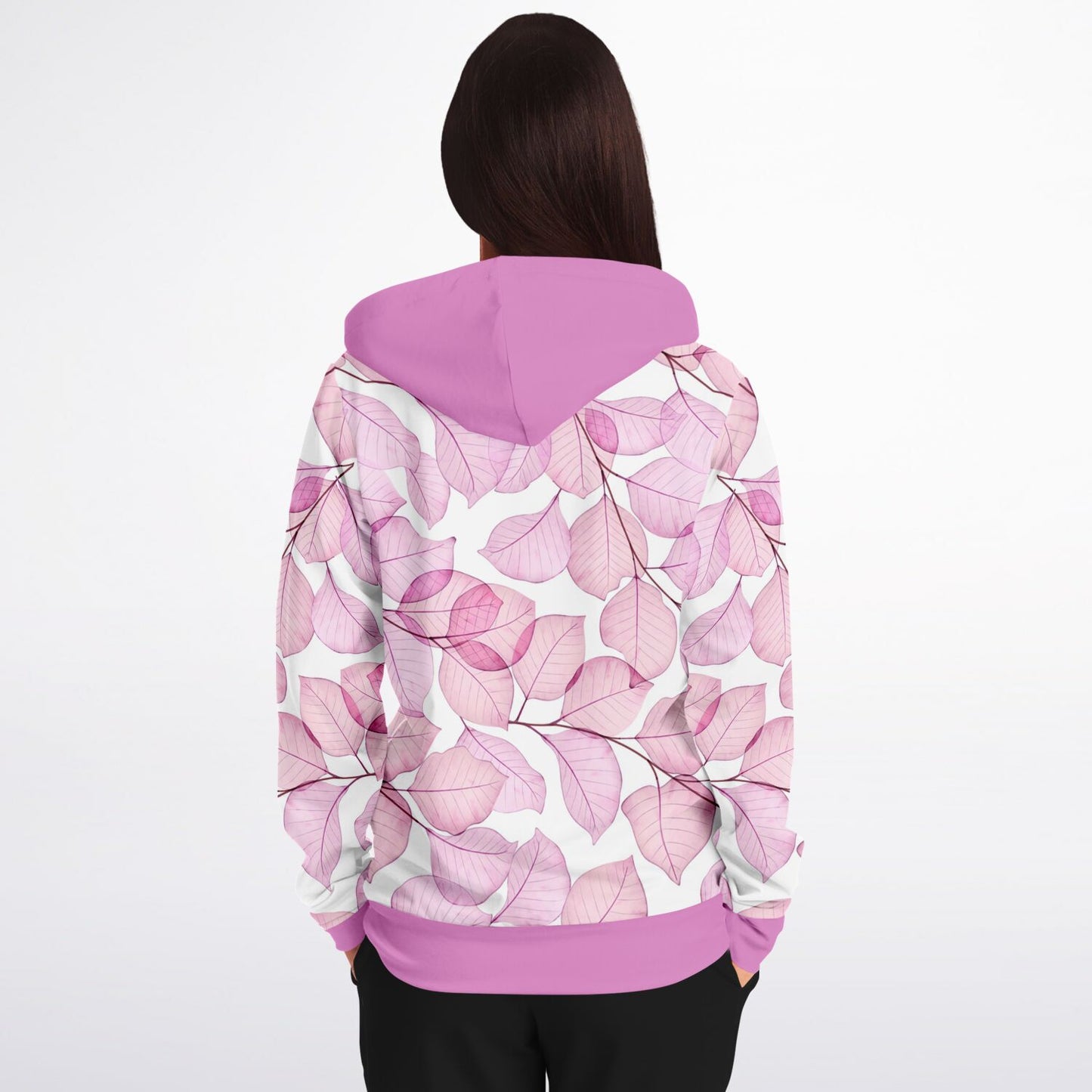 Pink Fall Leaves Unisex Zip Hoodie