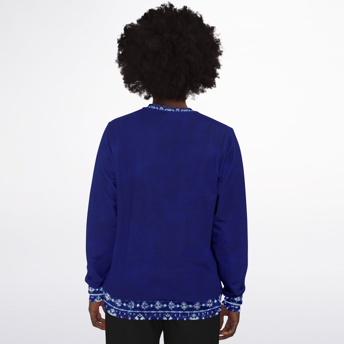 Blue Unisex Sweater with Ukrainian traditional border