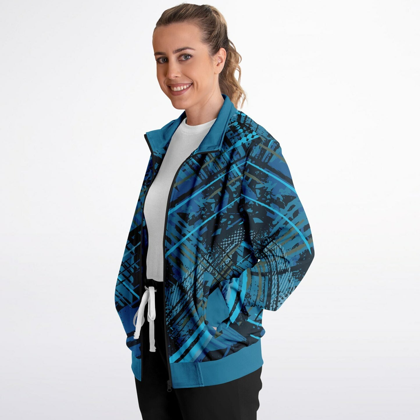 Geometric Blue Unisex Track Jacket