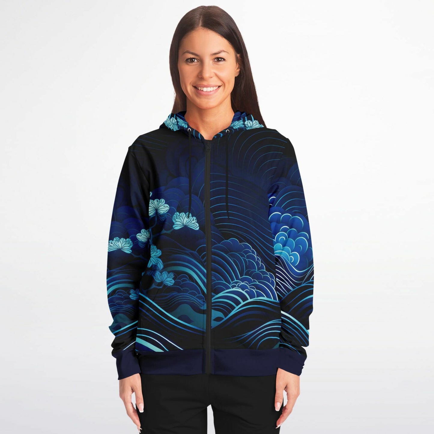 Waves&Flowers 2 Fashion Zip Hoodie