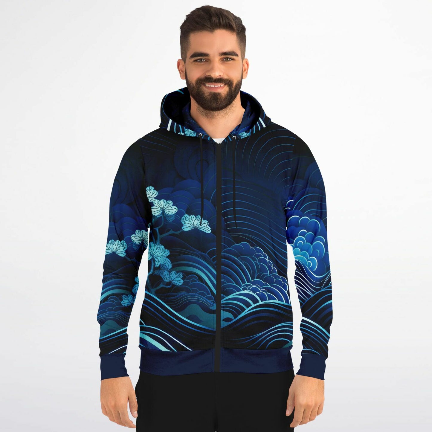 Waves&Flowers 2 Fashion Zip Hoodie