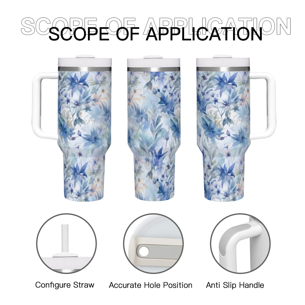 Watercolor Flowers 2 Tumbler with Handle| Stainless Steel