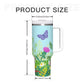 Summer Butterflies Blue 40oz Tumbler with Handle Stainless Steel