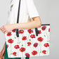 Red Poppies Large Leather Tote Bag