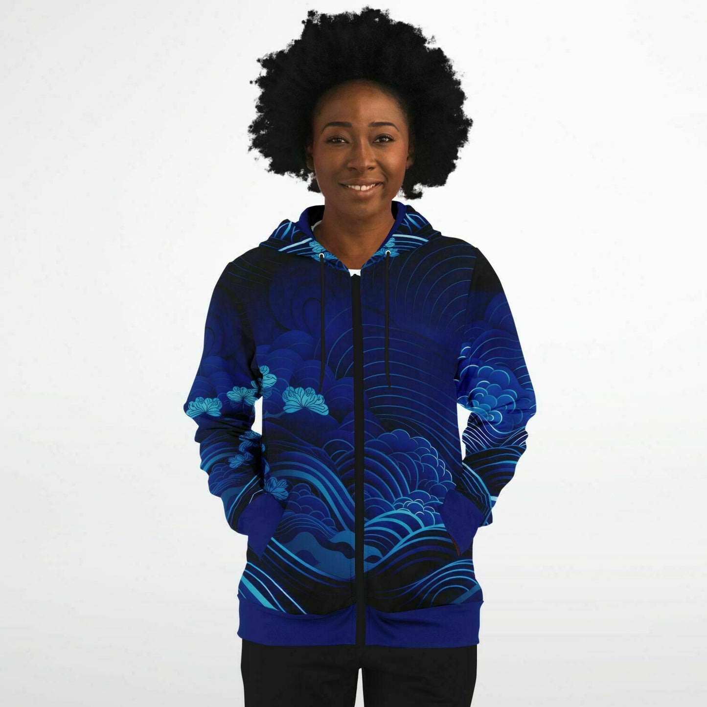 Waves & Flowers 3 Zip Hoodie