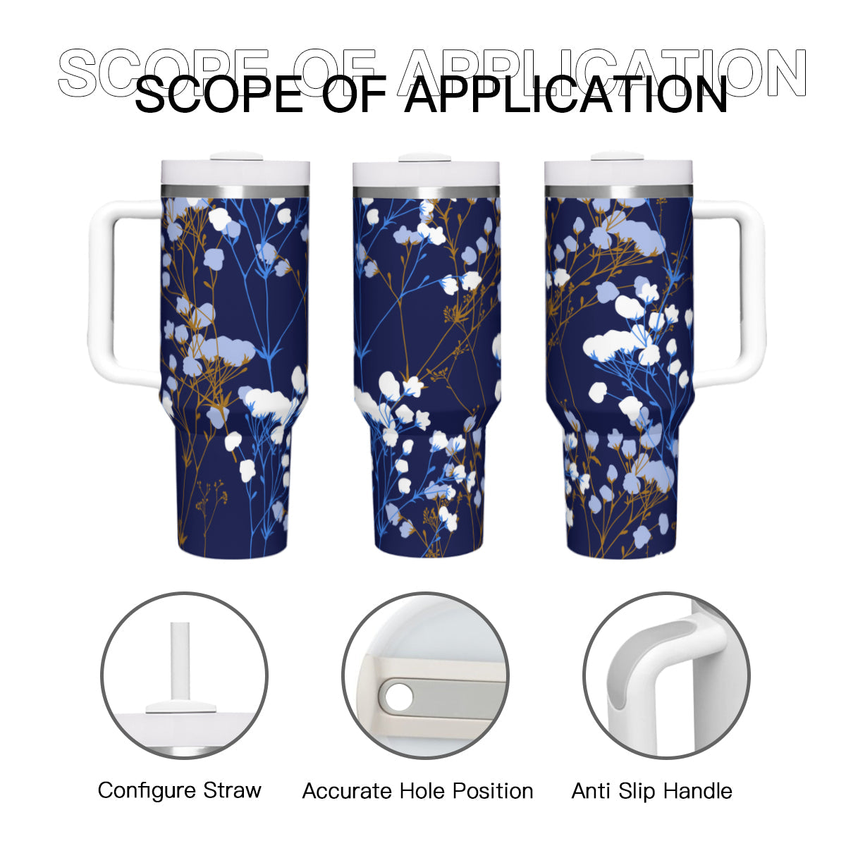 Cotton Flowers 40oz Insulated Tumbler with Handle