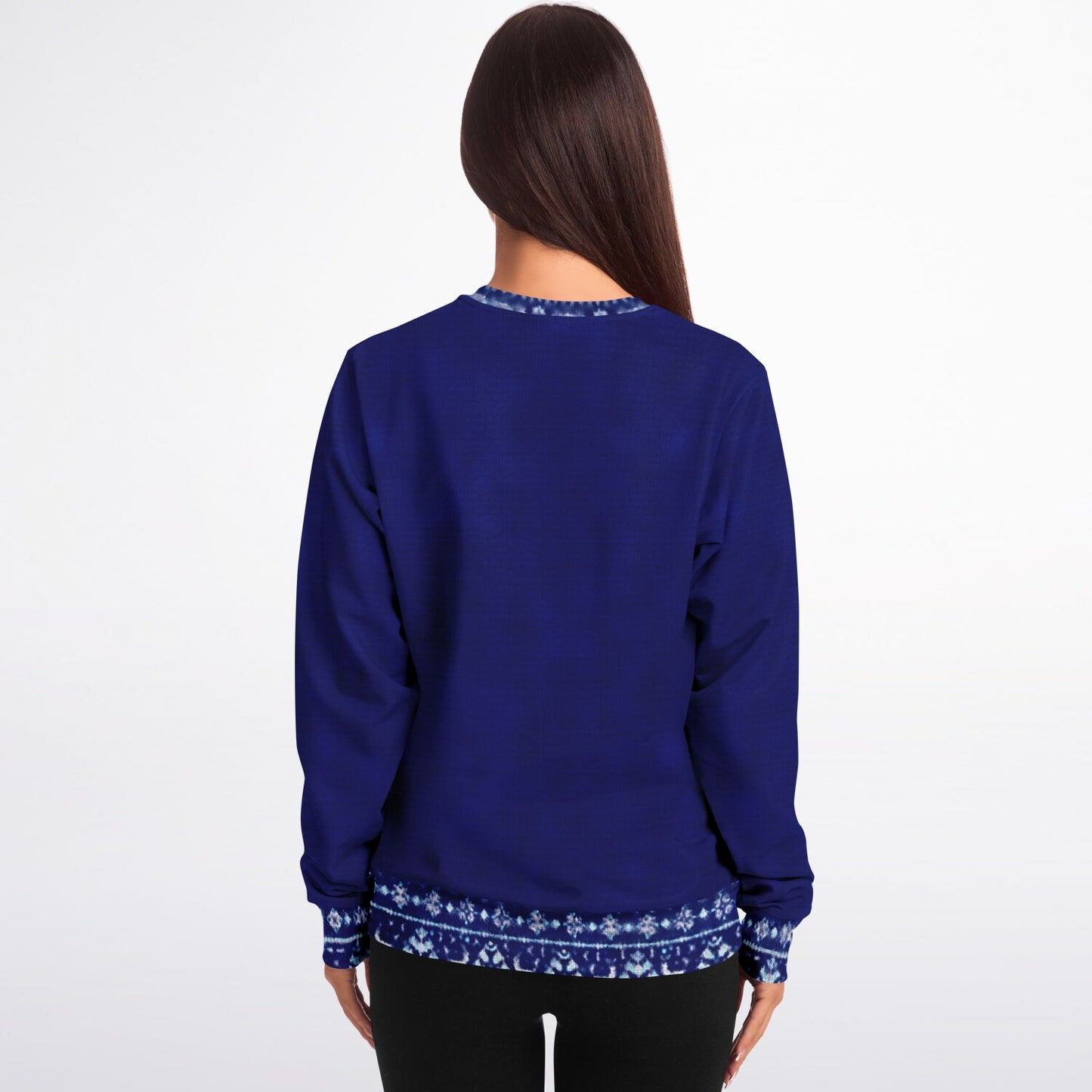Blue Unisex Sweater with Ukrainian traditional border