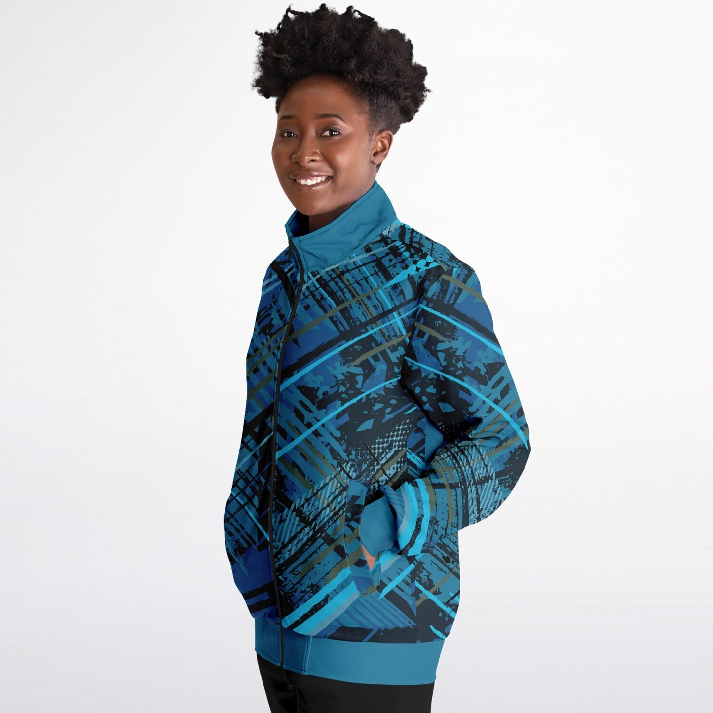 Geometric Blue Unisex Track Jacket