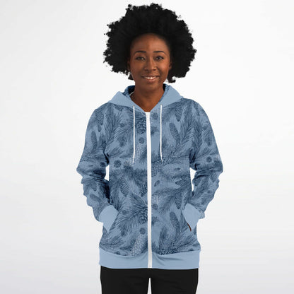 Grey-Blue Spruce Unisex Zip Hoodie