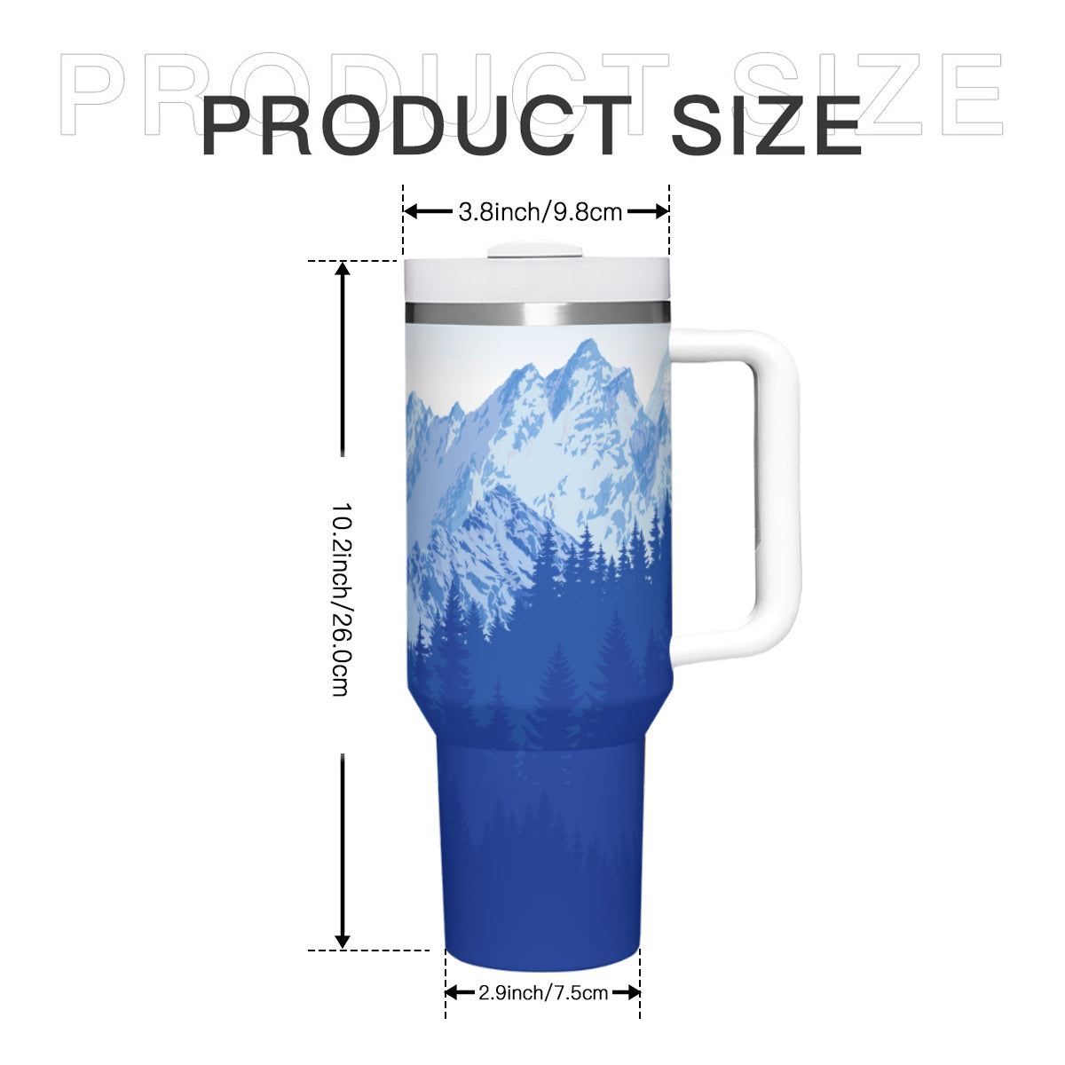 Snow Mountains 40oz Tumbler with Handle Stainless Steel