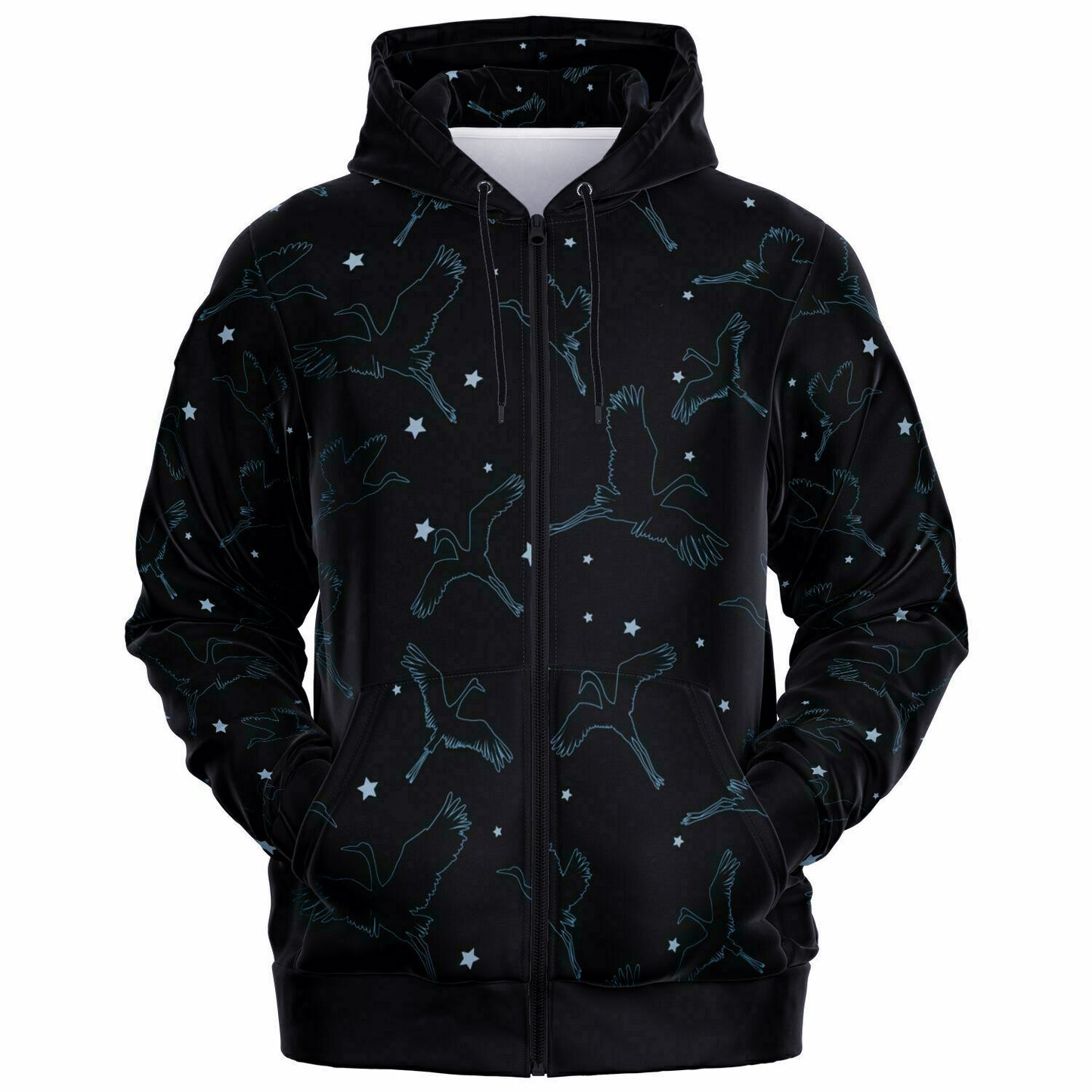 Black Cranes Zip Hoodie Unisex