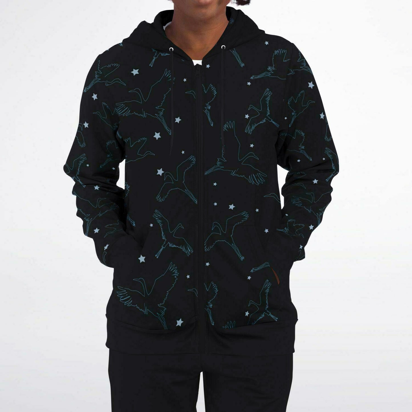Black Cranes Zip Hoodie Unisex