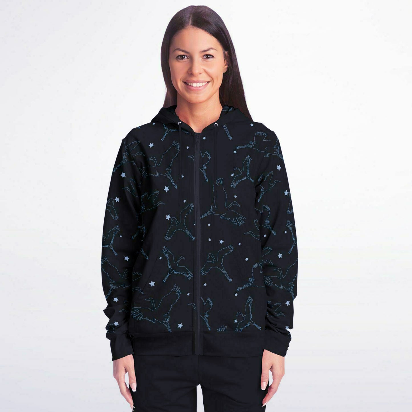 Black Cranes Zip Hoodie Unisex