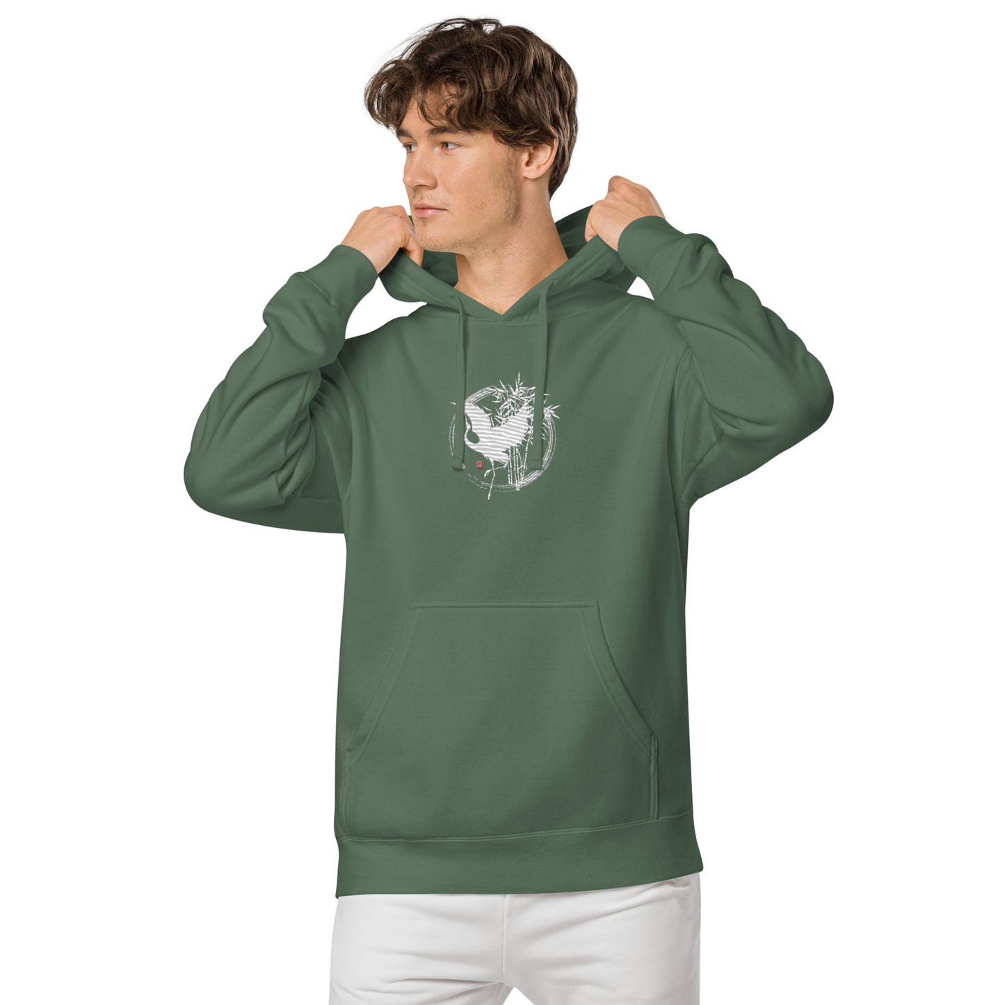 Japanese Crane Large Unisex pigment-dyed hoodie (6 colors)