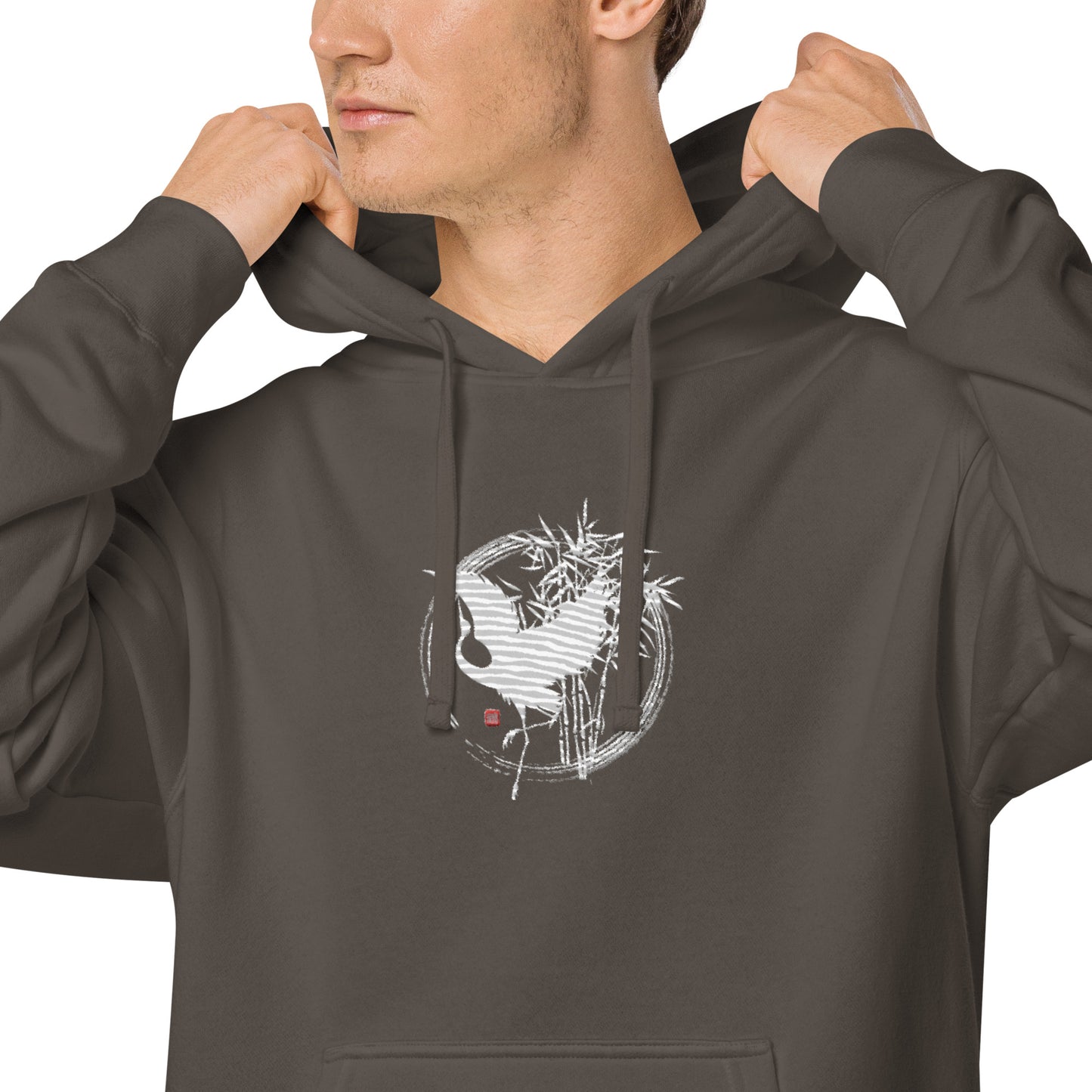 Japanese Crane Large Unisex pigment-dyed hoodie (6 colors)