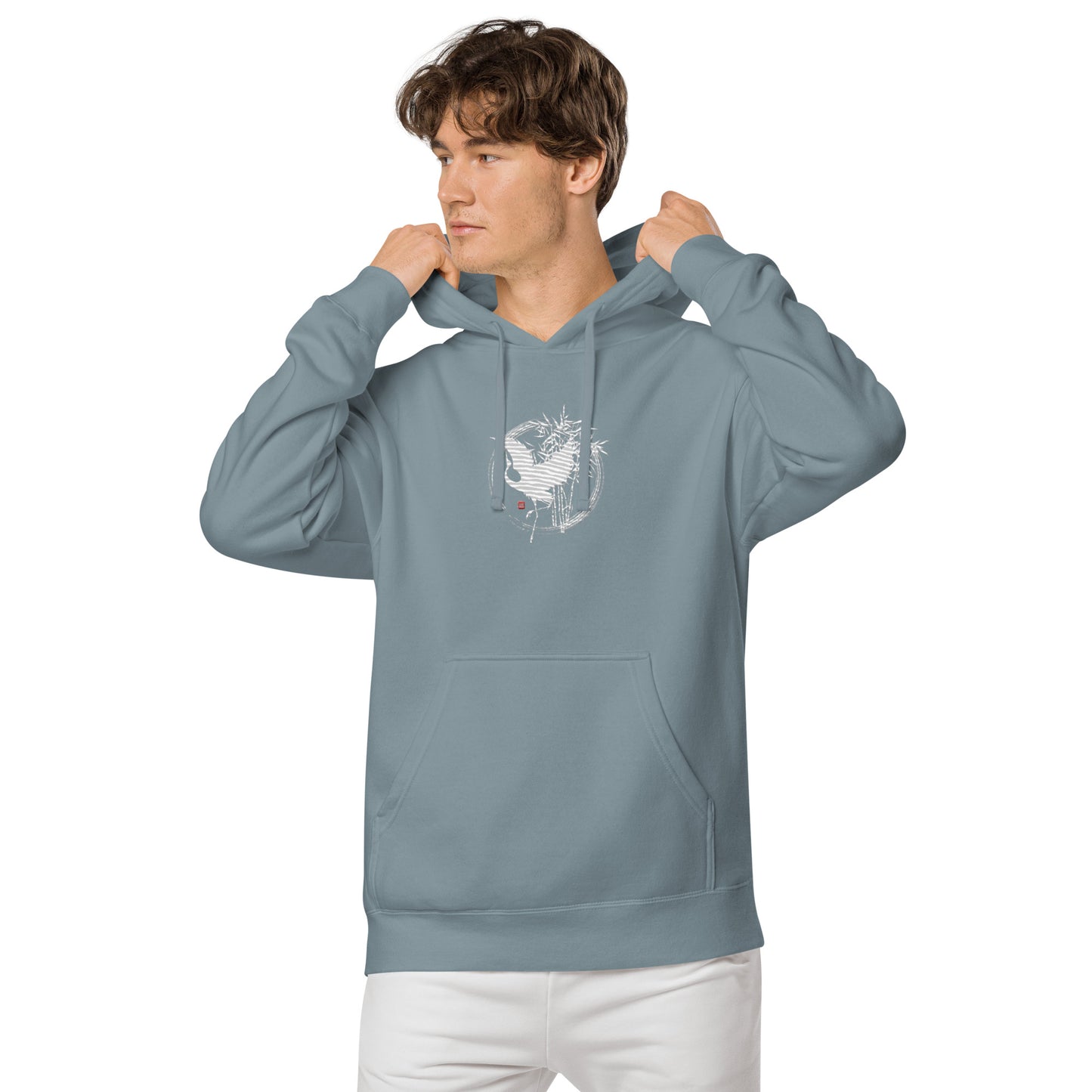 Japanese Crane Large Unisex pigment-dyed hoodie (6 colors)