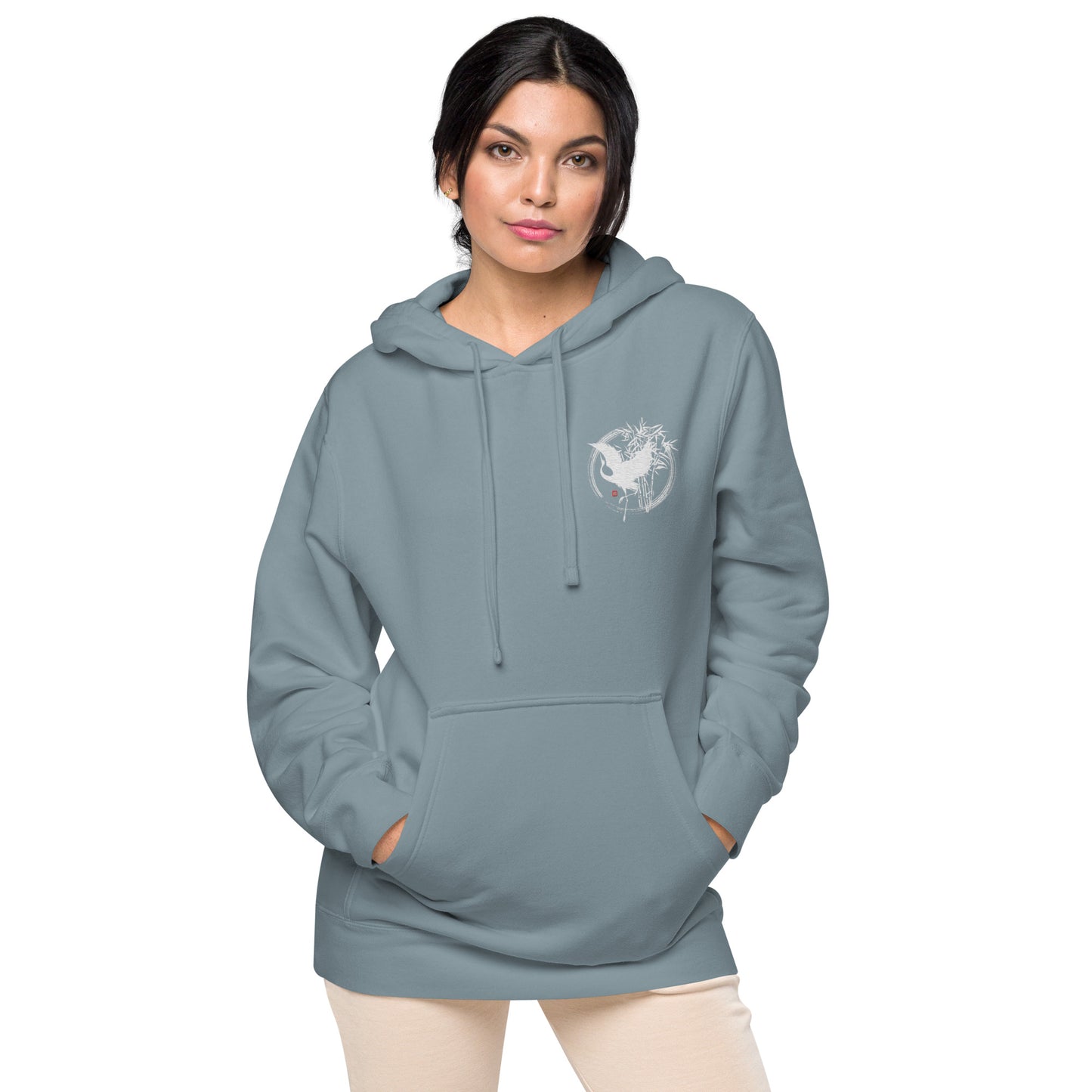 Japanese Crane Unisex pigment-dyed hoodie (6 colors)