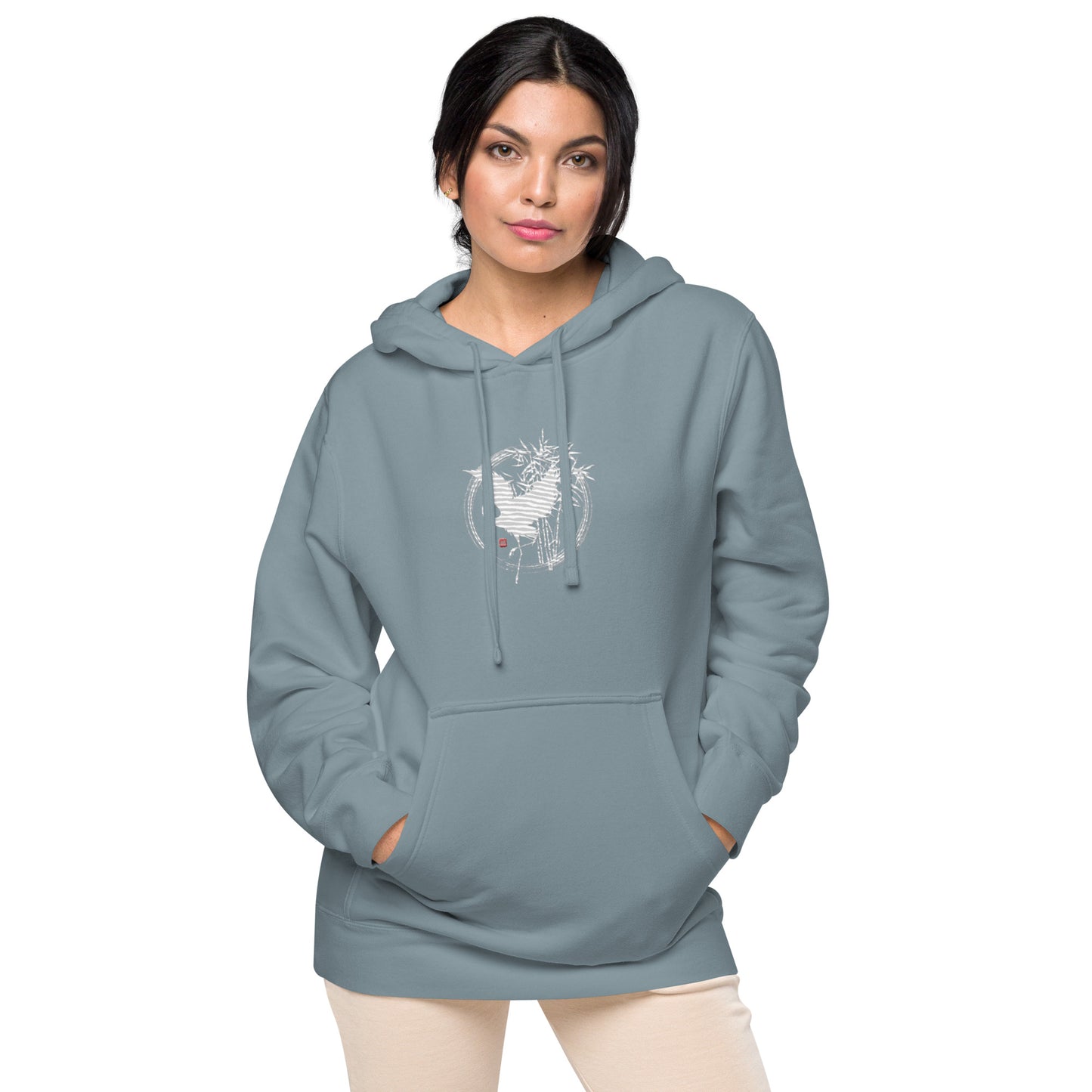 Japanese Crane Large Unisex pigment-dyed hoodie (6 colors)