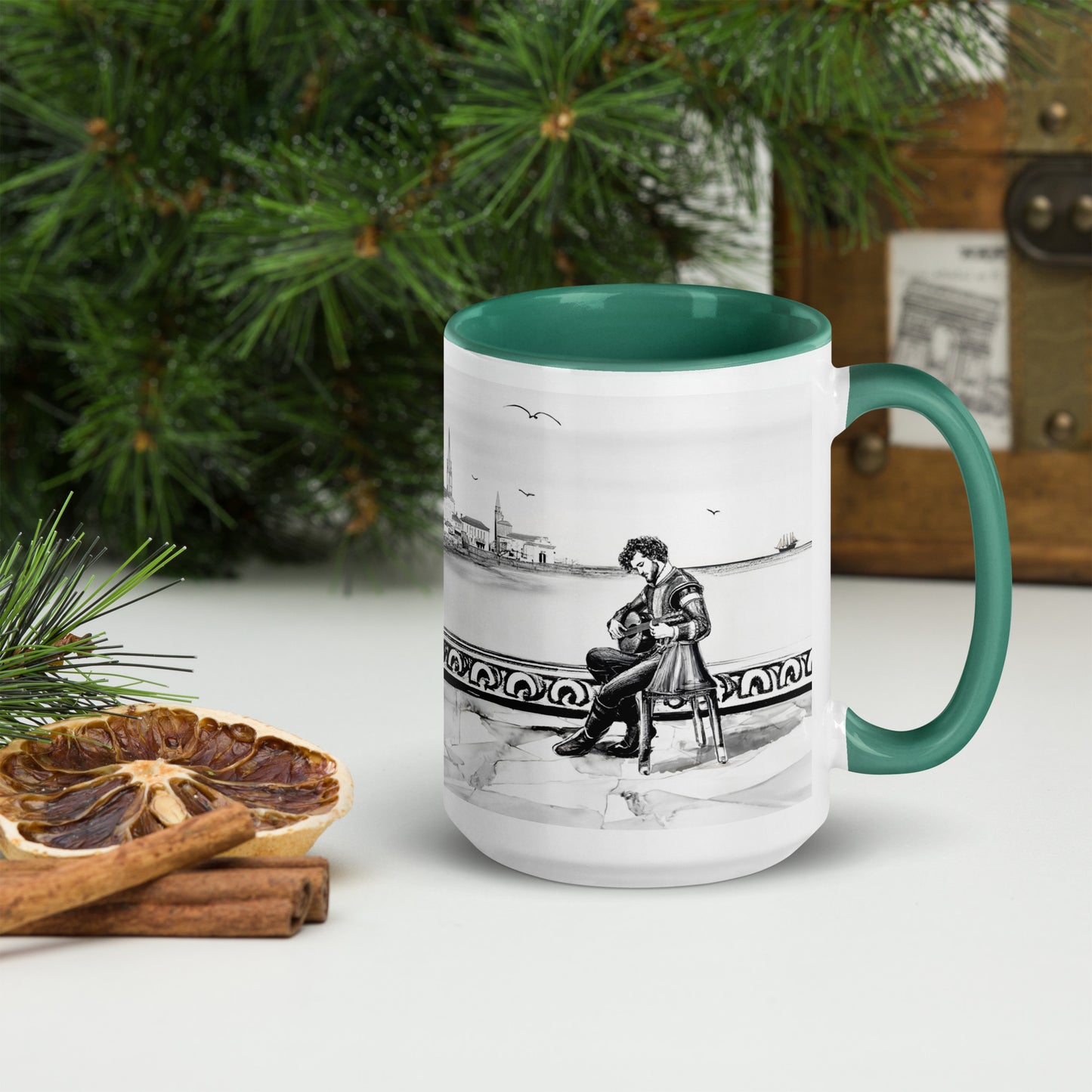 Renaissance Musicians Mug with Color Inside