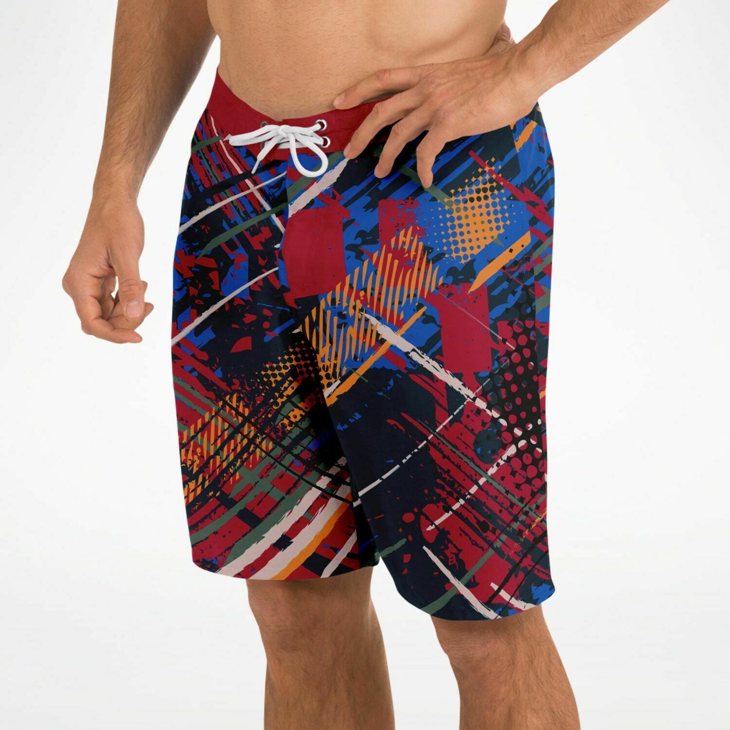 Abstract Red Men's Board Shorts